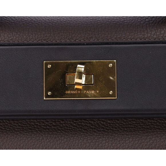 HERMES Togo Swift 24/24 29 Chocolate Ebene Brown Black Shoulder Bag - Picture 5 of 12